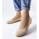 Gemre Beige Metallic Crummit Ballet Flats | Shoptok.si