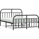 Metalni okvir krevet bez madraca s podnožjem crni 180x200 cm | shoptok.hr