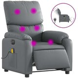  Električni masažni naslonjač od umjetne kože sivi | shoptok.hr