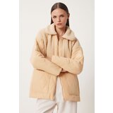  Women's Latte Plush Detailed Quilted Coat | Eponuda.ba
