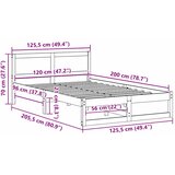  Krevetna konstrukcija Bijelo 120 x 200 cm Čvrsto borovo drvo Bijela 205.5 x 125.5 x 70 cm | Shoptok.si