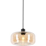 QAZQA Smart hanglamp zwart met amber glas incl. Wifi A60 - Bizle Cene