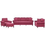 vidaXL 4-dijelni set sofa s jastucima crvena boja vina baršunasti | shoptok.hr