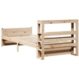  Posteljni okvir z vzglavjem bel 75x190 cm trdna borovina, (21304310) | Shoptok.si