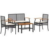 Maison Chic Seti vrtnega pohištva - Vrtna garnitura - Vrtni pohištvo set 4-delna z blazinami črn poli ratan, (21809180) | Shoptok.si
