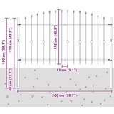  Vrh z bodicami Črna 200 x 150 cm Prašno lakirano jeklo, (5000157985) | Shoptok.si