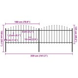  Vrtna ograda s vrhom koplja Čelik 359x150 cm Crna | Eponuda.com
