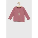 United Colors Of Benetton Otroška bombažna majica z dolgimi rokavi roza barva