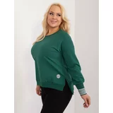 Fashion Hunters Navy green blouse plus size with cuffs