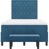 Box Postelja z vzmetnico z vzmetnico Temno modra 120 x 190 cm Žamet, (5000127242) | Shoptok.si