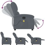  Masažni naslanjač temno siv žamet | Shoptok.si