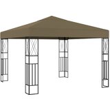  Sjenica s LED svjetlosnim trakama 3 x 3 m smeđe-siva od tkanine | shoptok.hr