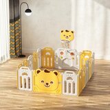 Feelkids Sklopiva ogradica sa košem "Meda" 123*245 cm (žuta+bela boje)( 20963 ) | ePonuda.com