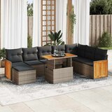  9-dijelni set vrtnih sofa poliratan i bagrem s jastucima sivi | shoptok.hr