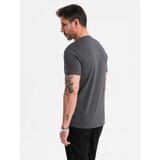Ombre Men's BASIC classic cotton T-shirt with a serape neckline - graphite | shoptok.hr