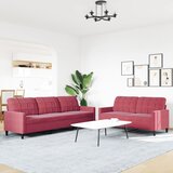  2-dijelni set sofa s jastucima crvena boja vina baršunasti | shoptok.hr