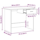  Radni stol boja dimljenog hrasta 100x50x76 cm konstruirano drvo | shoptok.hr