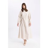  shirt Collar Poplin Long Sleeve Maxi Dress Cene