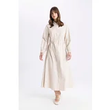 Defacto Shirt Collar Poplin Long Sleeve Maxi Dress