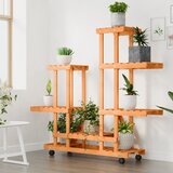  Stalak za cvijeće s kotačima 95x25x101 cm od masivne jelovine | shoptok.hr