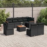  9-dijelni set vrtnih sofa s jastucima crni od poliratana | shoptok.hr