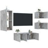  Komplet TV omaric LED 5-delni betonsko siv inženirski | Shoptok.si