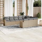 10-dijelni set vrtnih sofa s jastucima bež od poliratana 66 x 62 x 69 cm | shoptok.hr