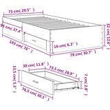  Okvir kreveta s ladicama boja dimljenog hrasta 75x190 cm drveni | shoptok.hr