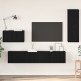 vidaXL TV Kabinet za Zid s policom Ostalo s pohranom s vratima 4 pcs Crni hrast | shoptok.hr