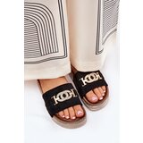 Boto Women's Slippers With Golden Detail On Platform With Glitter Black Eanes | shoptok.hr