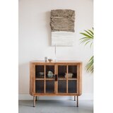 White Label Vitrina iz masivnega kavčukovca v naravni barvi 100x80x38 cm Yaz – | Shoptok.si