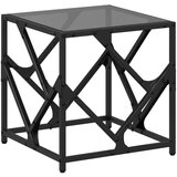 vidaXL Stolić za kavu s crnom staklenom površinom 40x40x41 cm čelik | shoptok.hr