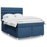 vidaXL Box spring postelja z vzmetnico modra 140x190 cm blago Cene