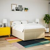  Krevet s oprugama i madracem krem 160x200 cm od tkanine | shoptok.hr