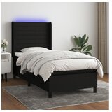  Box spring postelja z vzmetnico LED črna 100x200 cm blago | Shoptok.si