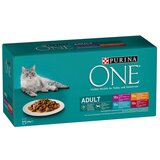 Purina 7613287586179 ONE Adult mokra mačja hrana s piščancem/govedino/jagnjetino/morsko ribo v omaki, 40x85g | Shoptok.si