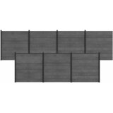 vidaXL Set ograde 7 kom. 1218 x 186 cm WPC i aluminij Siva - Siva 7 sekcija (tamno sivi stup) Cijene