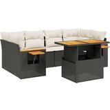  7-dijelni set vrtnih sofa od poliratana s jastucima crni | shoptok.hr