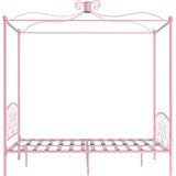 vidaXL Posteljni okvir z ogrodjem za baldahin roza kovinski 140x200 cm | Shoptok.si