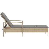  Ležalnik z blazino bež 63x200x81 cm poli ratan | Shoptok.si