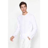 Trendyol White Men's Plus Size Comfy 100% Cotton Long Sleeved Regular/Regular Cut T-Shirt. | shoptok.hr