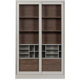 WOOOD Svijetlo siva/u prirodnoj boji vitrina od masivnog bora s kliznim vratima 125x200 cm James – Cijene