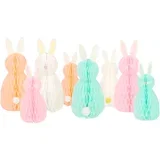 set 8 papirnatih okraskov honeycomb spring bunnies