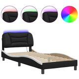 Furnova Posteljni okvir z LED lučkami črn in bel 80x200 cm umetno usnje, (21935131) | Shoptok.si