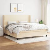 The Living Store Box spring postelja z vzmetnico krem 200x200 cm blago - Box Spring Postelja, (21512992) Cene
