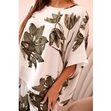 Kesi Włoski versized women's set made of viscose with a floral pattern khaki | Shoptok.si
