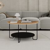 Marckeric Crni/u prirodnoj boji okrugao stolić za kavu s pločom stola u dekoru hrasta ø 80 cm Tonka – | shoptok.hr