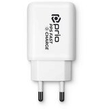 Prio 50W stenski polnilec za hitro polnjenje 30W PD PPS (USB C) + 20W PD (USB C) bel | Shoptok.si
