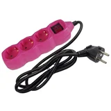 PRODUŽIVAČ SA 3 RUPE 1.5M SA PREKIDAČEM 3X1.0mm 16A PINK