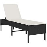  Ležaljka s jastukom crna 55x200x44 cm poli ratan | shoptok.hr